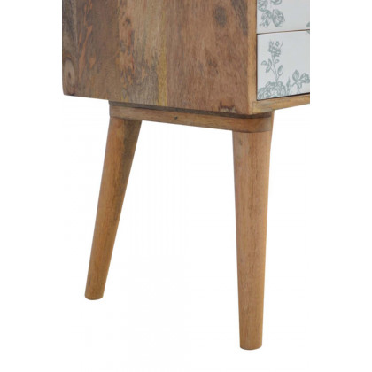 Artisan Floral Screen Printed Bedside - Green