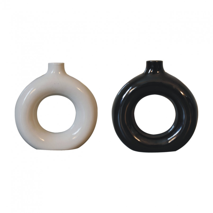 Artisan - Flower Vase in Black/White Gloss