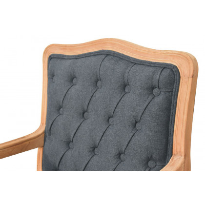 Artisan Carved French Chair - Navy Blue, Linen