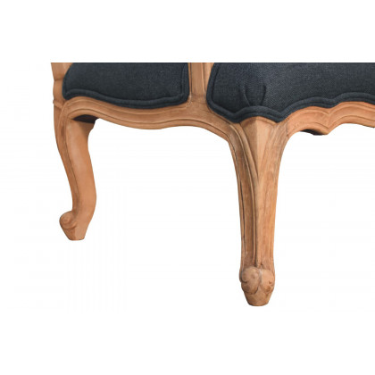 Artisan Carved French Chair - Navy Blue, Linen