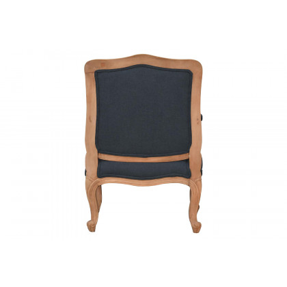 Artisan Carved French Chair - Navy Blue, Linen