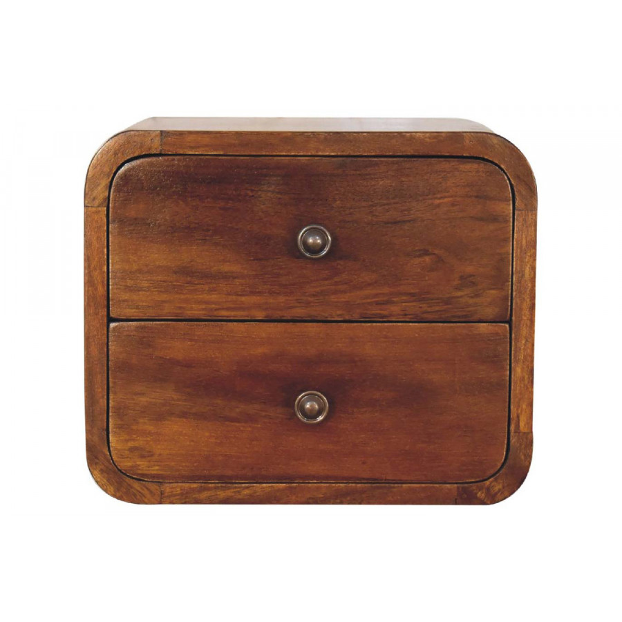 Artisan Curved Mini Wall Mounted Bedside - Chestnut
