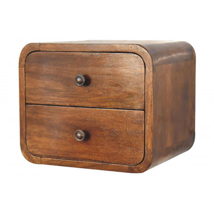 Artisan Curved Mini Wall Mounted Bedside - Chestnut