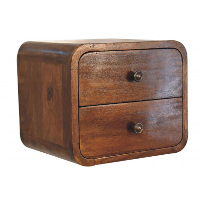 Artisan Curved Mini Wall Mounted Bedside - Chestnut
