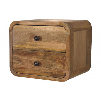 Artisan Curved Mini Wall Mounted Bedside - Oak-ish