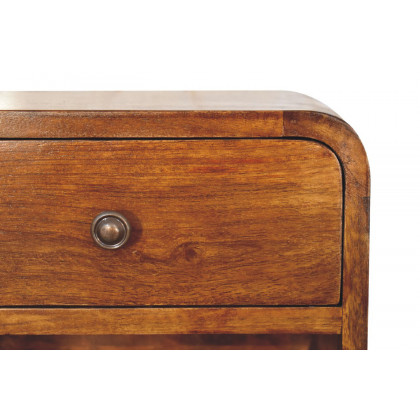 Artisan Curved Mini Wall Mounted Open Slot Bedside - Chestnut