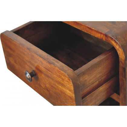 Artisan Curved Mini Wall Mounted Open Slot Bedside - Chestnut