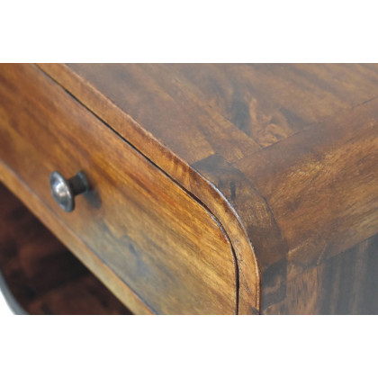Artisan Curved Mini Wall Mounted Open Slot Bedside - Chestnut