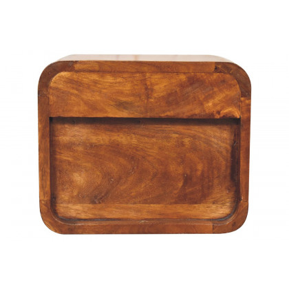 Artisan Curved Mini Wall Mounted Open Slot Bedside - Chestnut