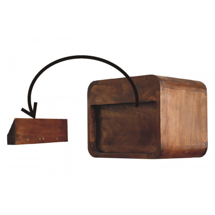 Artisan Curved Mini Wall Mounted Open Slot Bedside - Chestnut
