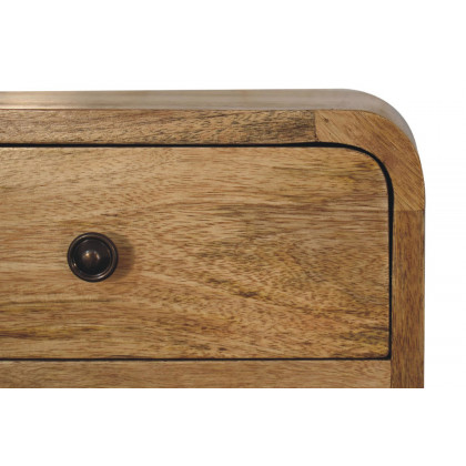 Artisan Curved Mini Wall Mounted Open Slot Bedside - Oak-ish