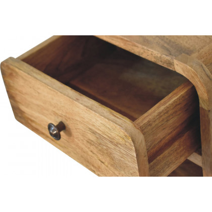 Artisan Curved Mini Wall Mounted Open Slot Bedside - Oak-ish