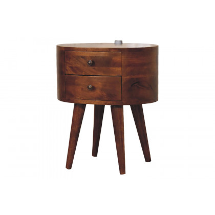 Artisan Rounded Bedside Table Bedside with Reading Light - Chestnut