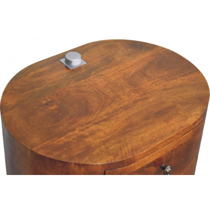 Artisan Rounded Bedside Table Bedside with Reading Light - Chestnut