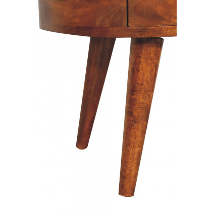 Artisan Rounded Bedside Table Bedside with Reading Light - Chestnut