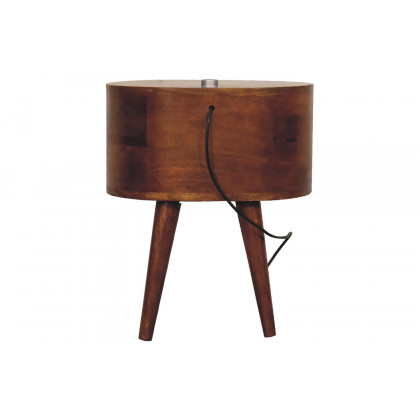 Artisan Rounded Bedside Table Bedside with Reading Light - Chestnut