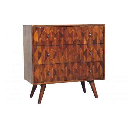 Artisan Pineapple Carved Chest - Chestnut