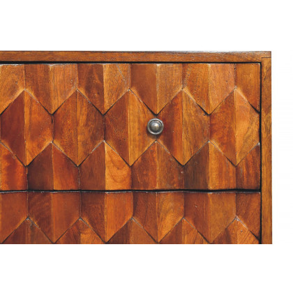 Artisan Pineapple Carved Chest - Chestnut
