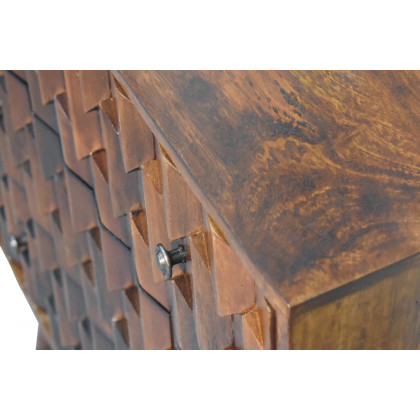 Artisan Pineapple Carved Chest - Chestnut