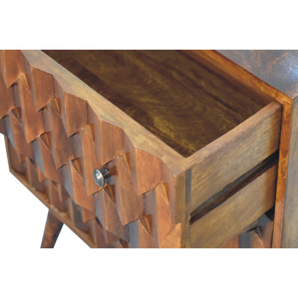 Artisan Pineapple Carved Chest - Chestnut