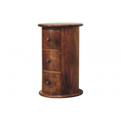Artisan Mini Drum Bedside with 3 Drawers - Chestnut