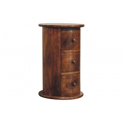 Artisan Mini Drum Bedside with 3 Drawers - Chestnut