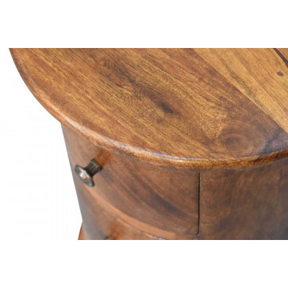 Artisan Mini Drum Bedside with 3 Drawers - Chestnut