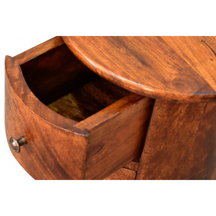 Artisan Mini Drum Bedside with 3 Drawers - Chestnut