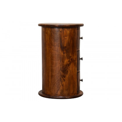 Artisan Mini Drum Bedside with 3 Drawers - Chestnut