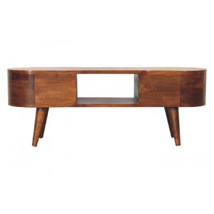 Artisan - Rounded Coffee Table with Open Slot in Chestnut