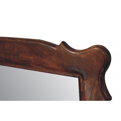 Artisan Hand Carved Oblong Frame with Mirror - Chestnut