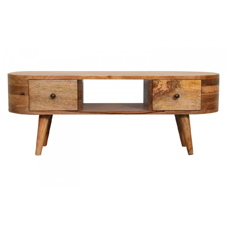Artisan - Rounded Mini Entertainment Unit in Oak-ish, Open Slot