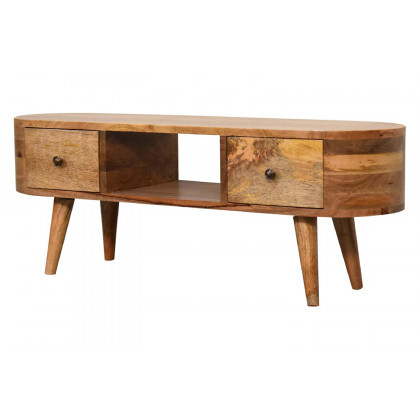 Artisan - Rounded Mini Entertainment Unit in Oak-ish, Open Slot