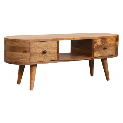Artisan - Rounded Mini Entertainment Unit in Oak-ish, Open Slot