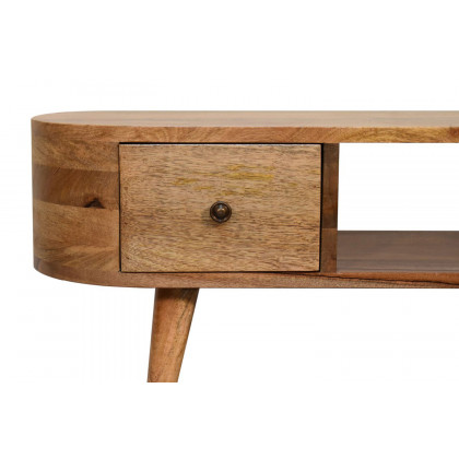 Artisan - Rounded Mini Entertainment Unit in Oak-ish, Open Slot