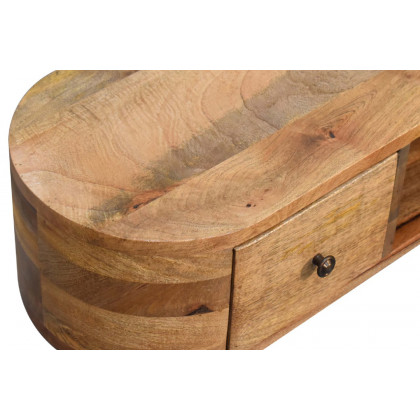 Artisan - Rounded Mini Entertainment Unit in Oak-ish, Open Slot