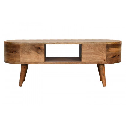 Artisan - Rounded Mini Entertainment Unit in Oak-ish, Open Slot