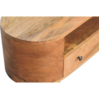 Artisan - Rounded Mini Entertainment Unit in Oak-ish, Open Shelf