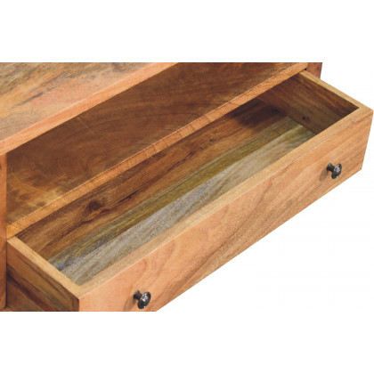 Artisan - Rounded Mini Entertainment Unit in Oak-ish, Open Shelf