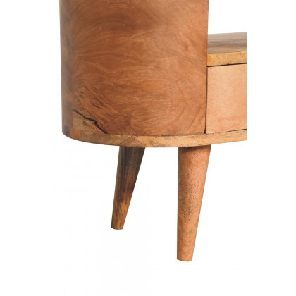 Artisan - Rounded Mini Entertainment Unit in Oak-ish, Open Shelf