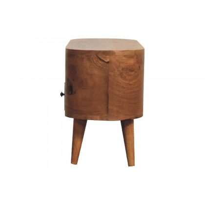 Artisan - Rounded Mini Entertainment Unit in Oak-ish, Open Shelf