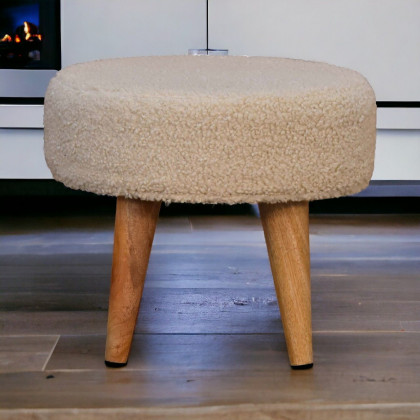 Artisan - Cream Boucle Petite Footstool