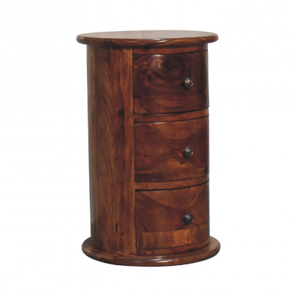 Artisan Sheesham Drum Chest with 3 Drawer - Chestnut