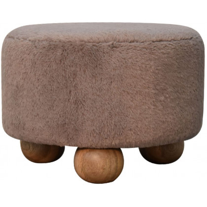 Artisan - Mocha Faux Fur Round Ball Footstool