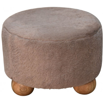Artisan - Mocha Faux Fur Round Ball Footstool