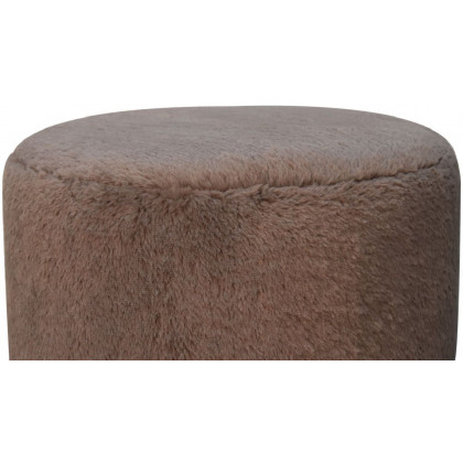 Artisan - Mocha Faux Fur Round Ball Footstool