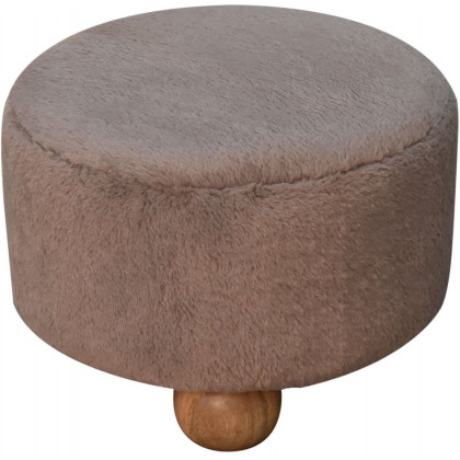 Artisan - Mocha Faux Fur Round Ball Footstool