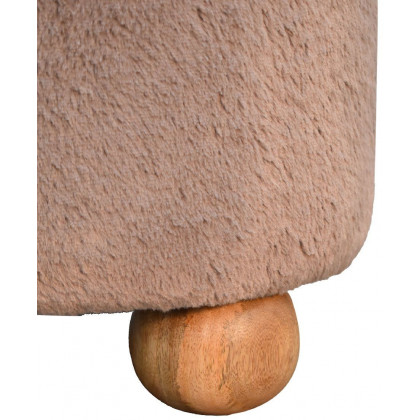 Artisan - Mocha Faux Fur Round Ball Footstool