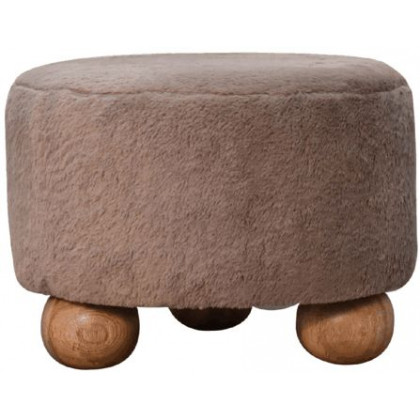 Artisan - Mocha Faux Fur Round Ball Footstool