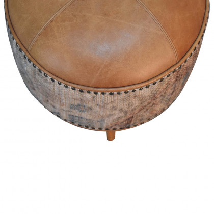 Artisan Haven Durrie Round Footstool